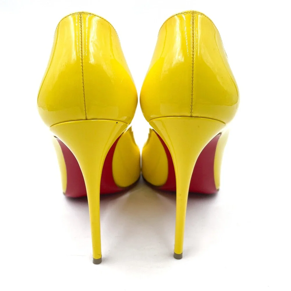 Christian Louboutin‎ So Kate Pumps Yellow Patent Leather Pointed Heels Sz 38 / 8